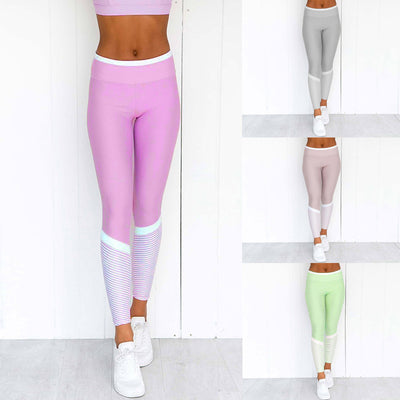 Leggins Deportivos con Rayas Geométricas y Cintura Elástica Alta