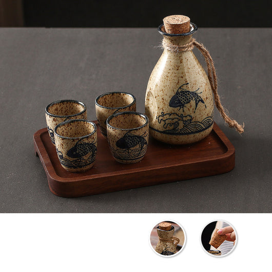 Set Calentador de Sake Retro Japonés con Tazas de Cerámica - Image 12