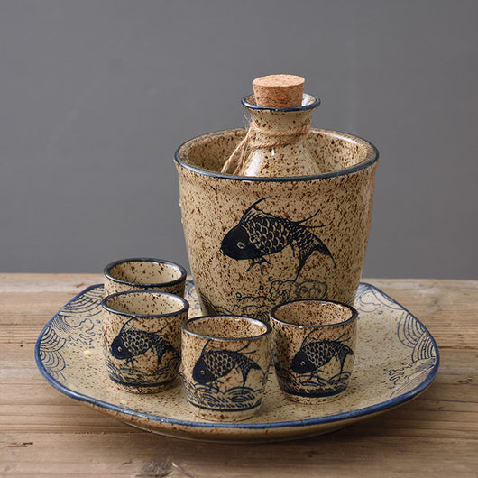 Set Calentador de Sake Retro Japonés con Tazas de Cerámica - Image 20