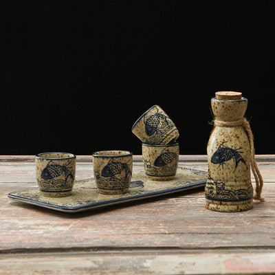 Set Calentador de Sake Retro Japonés con Tazas de Cerámica - Image 25
