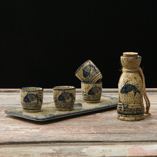 Set Calentador de Sake Retro Japonés con Tazas de Cerámica - Image 25