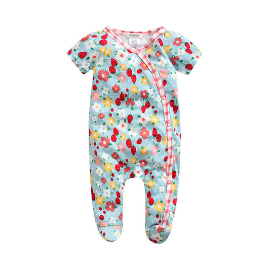 Jumpsuit Infantil Floral de Algodón con Pies Ajustados