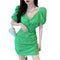 Vestido Floral de Gasa Verde Delicado