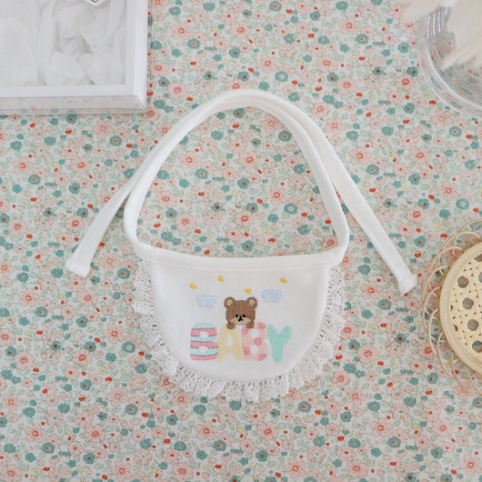 Babero Pequeño con Bordado de Osito Adorable
