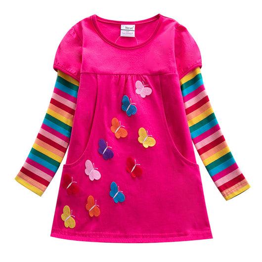 Vestido Infantil Largo con Bordado de Mariposas - Image 5