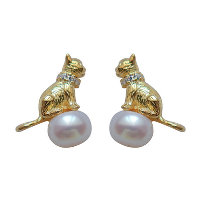 Aretes de Gato con Perla y Collar - Diseño Adorable - Image 6