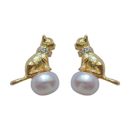 Aretes de Gato con Perla y Collar - Diseño Adorable