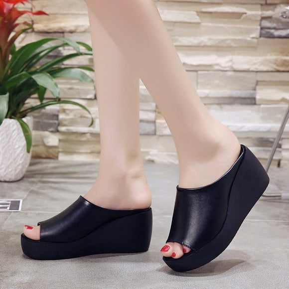 Sandalias Tipo Cuña Versátiles de Tacón Alto con Plataforma