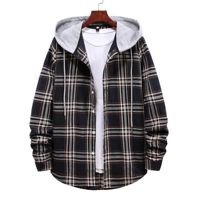 Camisa a Cuadros con Capucha para Parejas - Manga Larga Hombre - Image 6