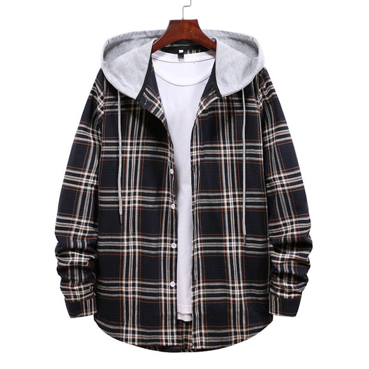 Camisa a Cuadros con Capucha para Parejas - Manga Larga Hombre - Image 6