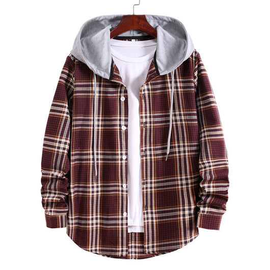 Camisa a Cuadros con Capucha para Parejas - Manga Larga Hombre - Image 7