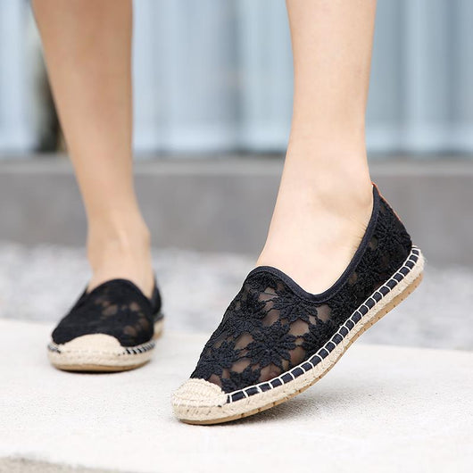 Zapatos Casuales de Mujer con Encaje de Borde de Lino - Suela Plana Cómoda - Image 8