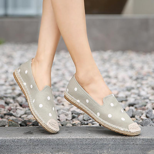 Zapatos Casuales de Mujer con Encaje de Borde de Lino - Suela Plana Cómoda
