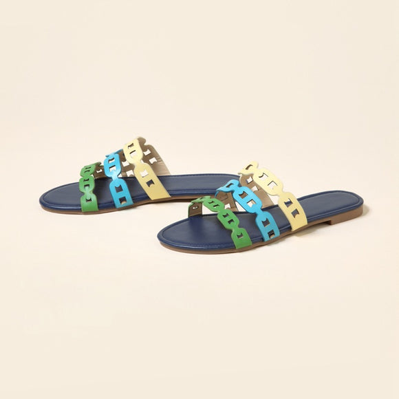 Sandalias Planas con Diseño Calado y Pantuflas de Moda