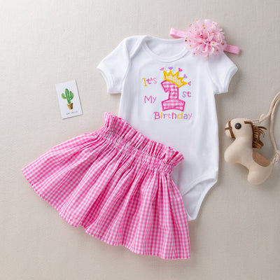 Conjunto Infantil Falda Cuadros con Blusa Bordada de Caricatura - Image 13