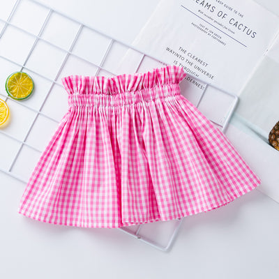 Conjunto Infantil Falda Cuadros con Blusa Bordada de Caricatura - Image 3