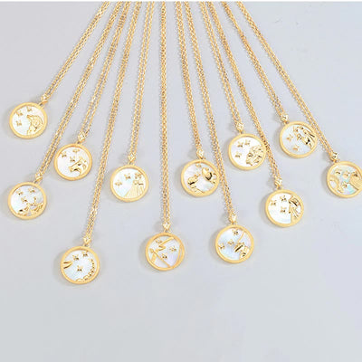 Collar de Plata 925 con Constelaciones y Concha Blanca