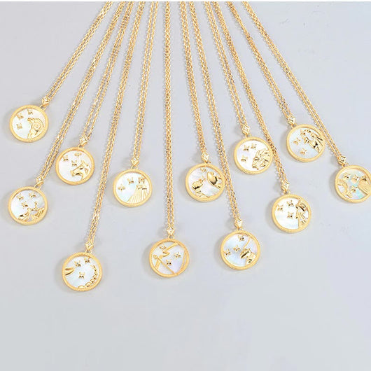 Collar de Plata 925 con Constelaciones y Concha Blanca