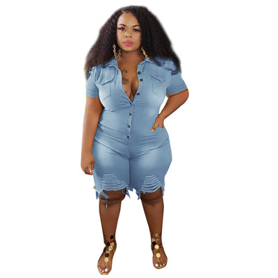 Jumpsuit Denim Ajustado con Detalles Rotos - Image 8