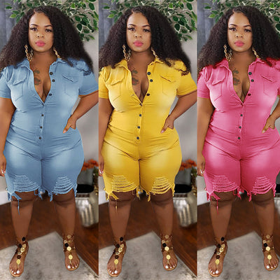 Jumpsuit Denim Ajustado con Detalles Rotos