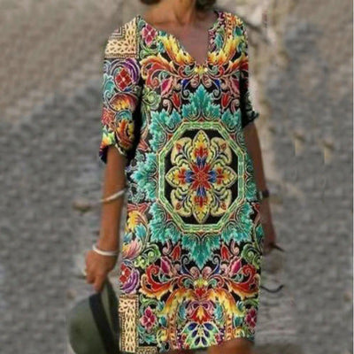 Vestido Midi Cuello V Otoño - Diseño Clásico Europa y América - Image 7