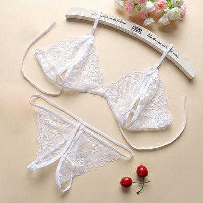 Conjunto de Lencería Sensual en Chifón: Sostén, Tanga y Ligas - Image 3