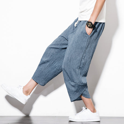 Pantalones Cortos de Lino Holgados para Hombre - Estilo Verano - Image 5