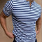 Camiseta Casual de Algodón con Cuello V y Rayas para Hombre