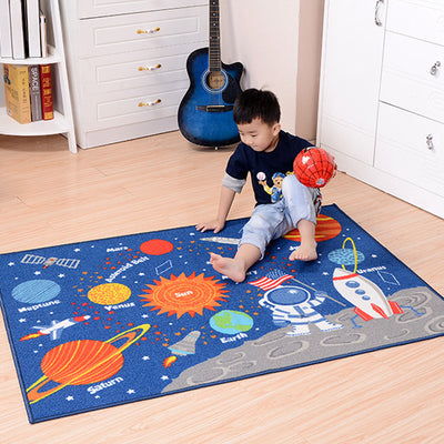 Alfombra Infantil del Espacio Exterior - Tapete Temático para Cuarto de Niños