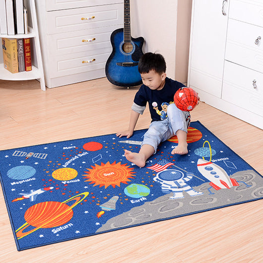 Alfombra Infantil del Espacio Exterior - Tapete Temático para Cuarto de Niños