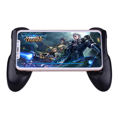 Black mobile game handle bracket holding a smartphone displaying the 'Mobile Legends' game on a white background. - Image 3