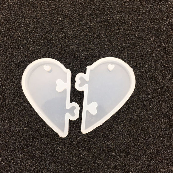 Molde de Silicona Líquida para Colgantes de Corazones Pareados - Resina Epoxi DIY
