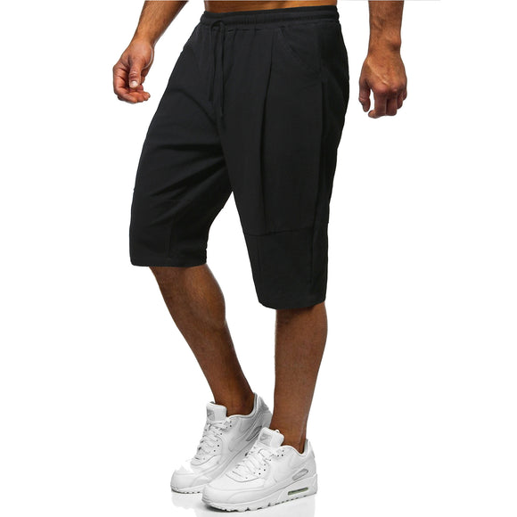 Pantalones Cortos Holgados de Algodón y Lino Estilo Chino para Hombre