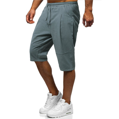 Pantalones Cortos Holgados de Algodón y Lino Estilo Chino para Hombre - Image 4