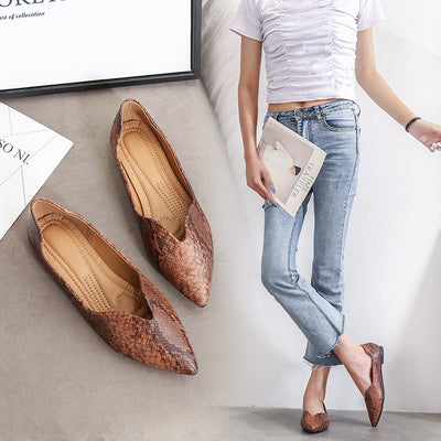 Zapatos Ballet Dorsay Mujer Punta Fina Estampado Serpiente - Image 10