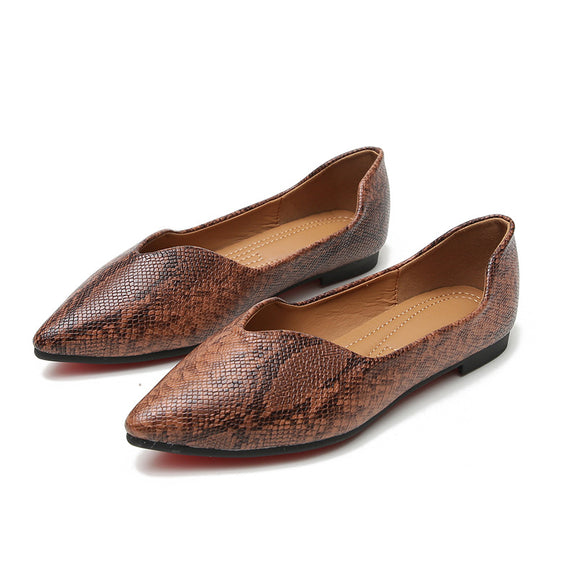 Zapatos Ballet Dorsay Mujer Punta Fina Estampado Serpiente