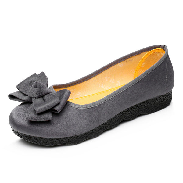 Bailarinas Planas Mujer con Lazo - Zapatos Slip-On Punta Redonda