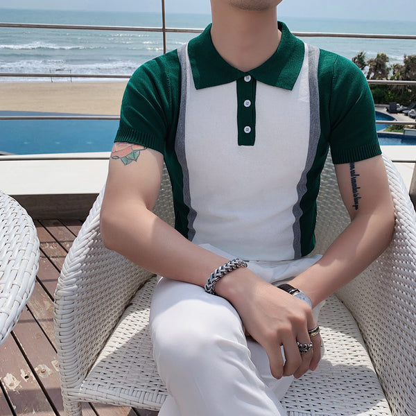Polo Slim Fit con Solapa Casual de Tejido para Hombre