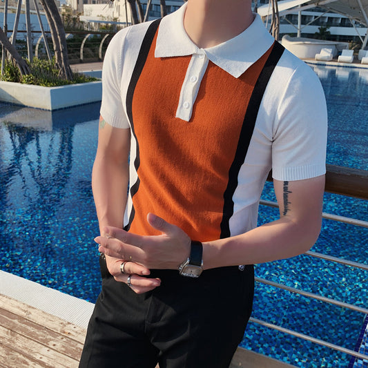 Polo Slim Fit con Solapa Casual de Tejido para Hombre