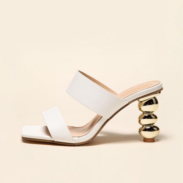 Sandalias de Tacón Alto con Efecto Espejo - Estilo Verano Elegante