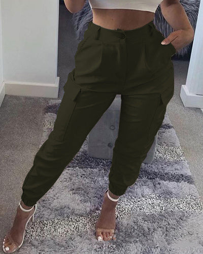 Pantalones Cargo Slim Fit de Color Liso - Image 9