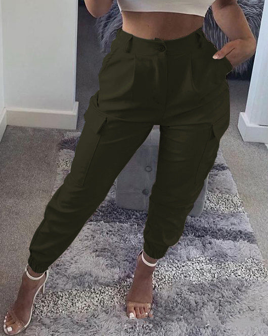 Pantalones Cargo Slim Fit de Color Liso - Image 9