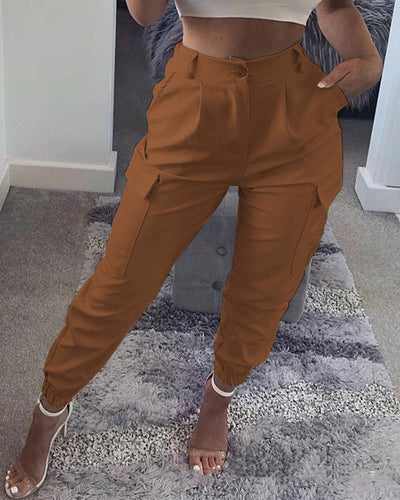 Pantalones Cargo Slim Fit de Color Liso - Image 4