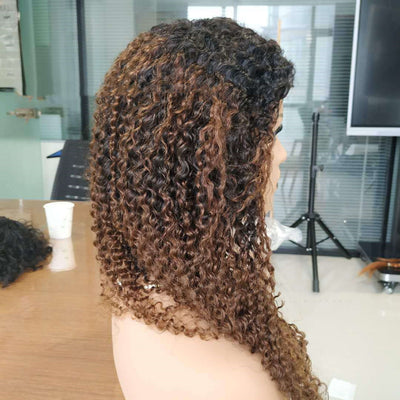 Peluca Frontal de Encaje 4x4 Cabello Humano Rizado Kinky Grado 10A T1B 30 - Image 4