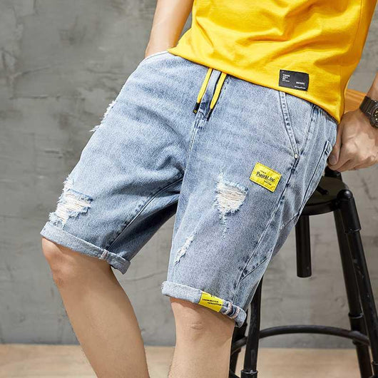 Pantalones Cortos de Mezclilla Suelta para Hombre - Diseño de Cinco Puntos para Verano - Image 9