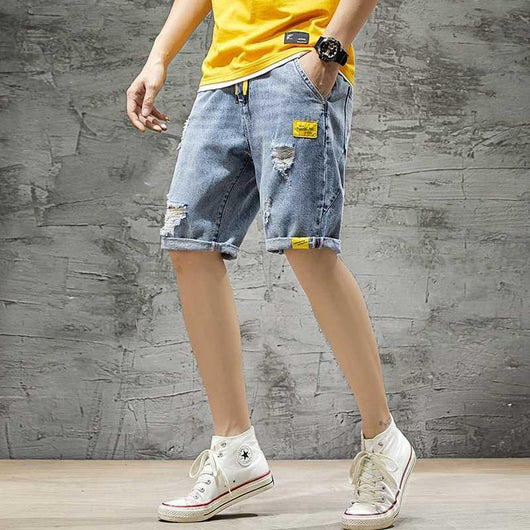 Pantalones Cortos de Mezclilla Suelta para Hombre - Diseño de Cinco Puntos para Verano - Image 8