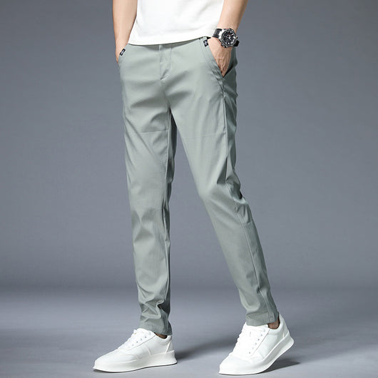 Pantalones Casuales de Cintura Elástica en Tela Ice Silk - Image 8