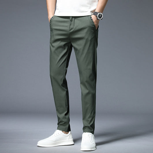 Pantalones Casuales de Cintura Elástica en Tela Ice Silk - Image 9