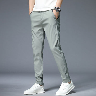 Pantalones Casuales de Cintura Elástica en Tela Ice Silk - Image 3