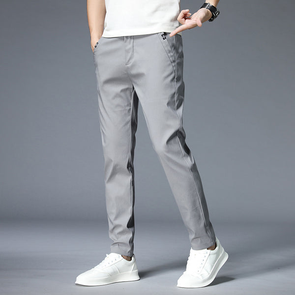 Pantalones Casuales de Cintura Elástica en Tela Ice Silk